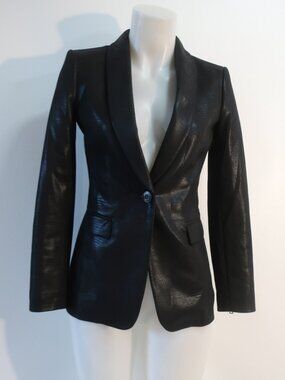Womens Alice + Olivia Black (Item- 229) Faux Leather Croc Embossed Macy Jacket 2
